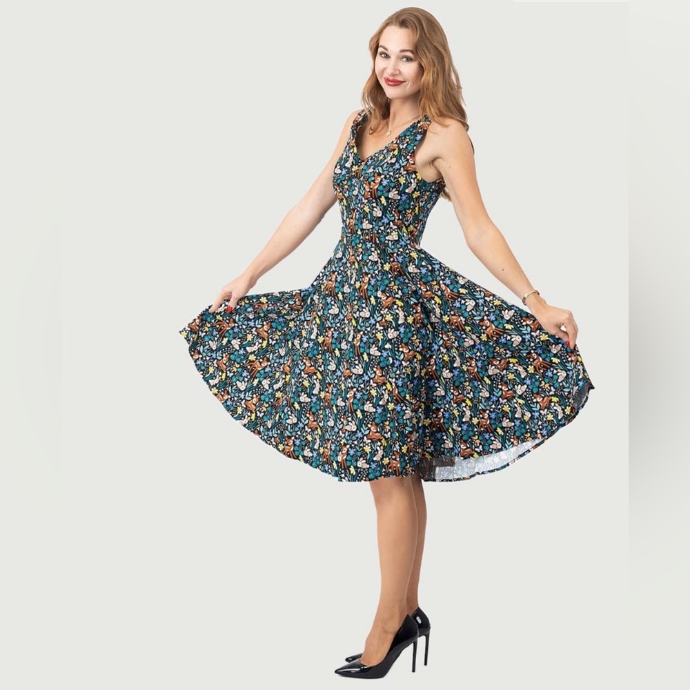 Bambi Floral Print V Neck Dress by Eva Rose - Picture 10 of 10